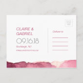 マルサラピンクモダンのシンプル結婚式は日付を保存 案内ポストカード (裏面)