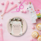 マルサラピンク水彩フローラキャノピー結婚ズ ペーパープレート (パーティー)