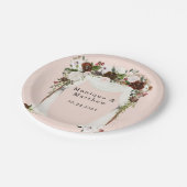 マルサラピンク水彩フローラキャノピー結婚ズ ペーパープレート (アングル)