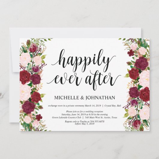 マルサラピンク結婚クフローラの駆け落ち披露宴 招待状 (正面)