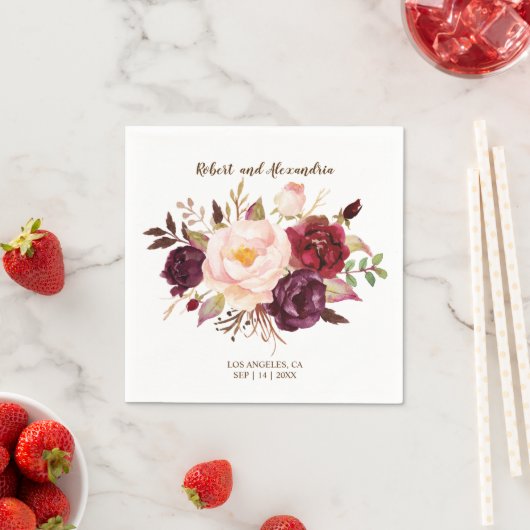 マルサラフラワーズブライダルシャワーウェディングレセプションN スタンダードカクテルナプキン (インサイチュ)