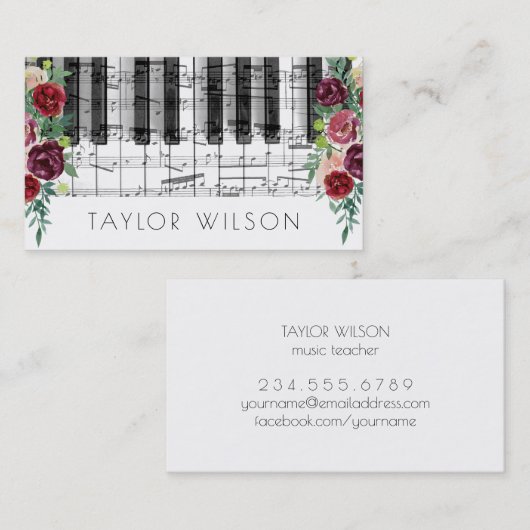 マルサラフラワーズミュージック先生 名刺 (正面/裏面)