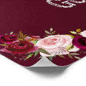 マルサラフローラアントラーバーガンディーサイン私たちのゲストブック ポスター (角)