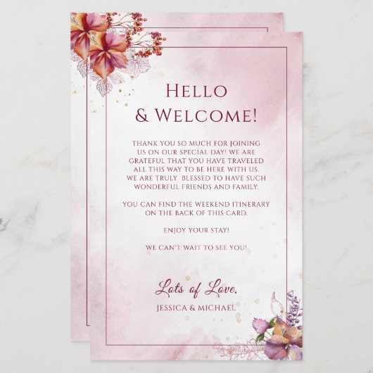 マルサラフローラエレガントなウェディングウェルカム旅程 (正面/裏面)