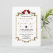 マルサラフローラネイビーブルー金ゴールド秋ブライダルシャワー 招待状 (スタンド正面)