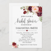 マルサラフローラロマンティックボホシックブライダルシャワー 招待状 (正面/裏面)