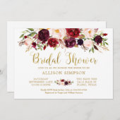 マルサラフローラ秋金ゴールドブライダルシャワーカード 招待状 (正面/裏面)