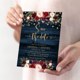 マルサラフローラ&ネイビーSave The Date招待状 招待状