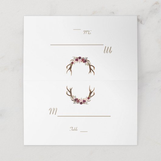 マルサラフローラ〔雄ジカの〕枝角ネイビーブルー秋テーブル番号 プレイスカード (外部開封)