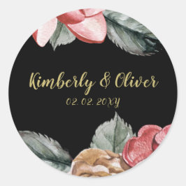 マルサラブラックフローラ結婚式招待状 ラウンドシール