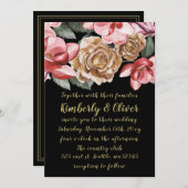 マルサラブラックフローラ結婚式招待状 招待状 (正面/裏面)