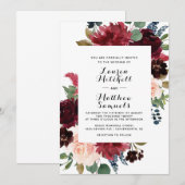 マルサラブルガンディネイビー結婚式招待状 招待状 (正面/裏面)