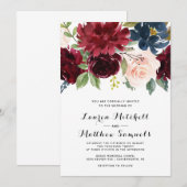 マルサラブルガンディネイビー結婚式招待状 招待状 (正面/裏面)