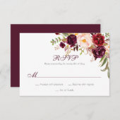 マルサラブルガンディホワイトレッドローズクラシックRSVP | 出欠カード (正面/裏面)