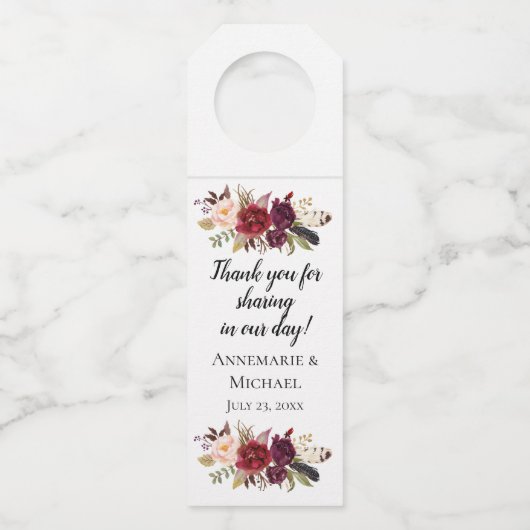 マルサラブルガンディボホウォーター色フローラ ボトルネックタグ (正面)