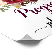 マルサラブルガンディボホフローラ結婚式 プログラム標識 ポスター (角)