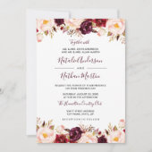 マルサラブルガンディレッドウォーター色結婚フローラ 招待状 (正面)