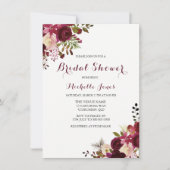 マルサラブルガンディレッドフローラ春ブライダルシャワー 招待状 (正面)