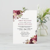 マルサラブルガンディレッドフローラ結婚式招待状 招待状 (スタンド正面)