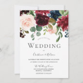 マルサラブルガンディレッドワイン赤面結婚フローラ 招待状 (正面)