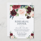 マルサラブルガンディレッド赤面フローラリハーサルディナー 招待状 (正面)