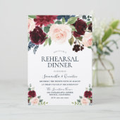 マルサラブルガンディレッド赤面フローラリハーサルディナー 招待状 (スタンド正面)