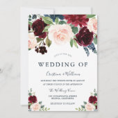 マルサラブルガンディレッド&赤面結婚フローラ 招待状 (正面)