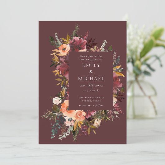 マルサラブルガンディーピーチウォーターのカラーフローラ 招待状 (スタンド正面)