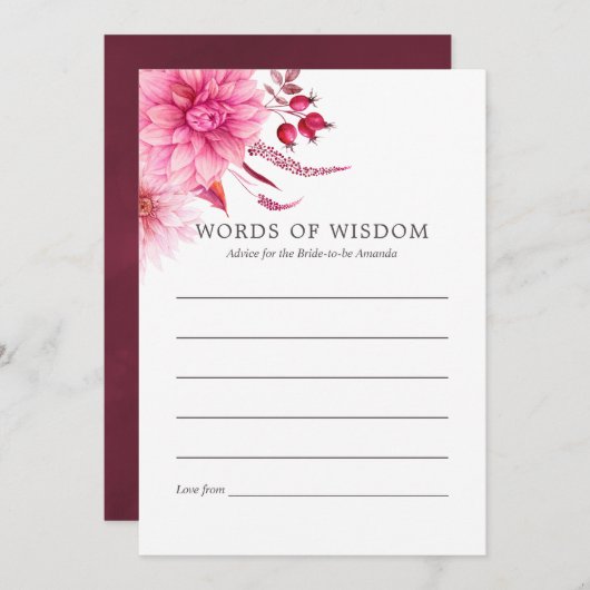 マルサラブルゴーニュと赤面秋ブライダルアドバイス アドバイスカード (正面/裏面)