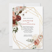 マルサラブルゴーニュトリプル金ゴールドフレーム結婚フローラ 招待状 (正面)