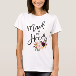 マルサラブルゴーニュフローラメイド・オブ・オーナー(花嫁付き添い人) Tシャツ