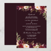 マルサラブルゴーニュ水カラー結婚フローラ 招待状 (正面/裏面)