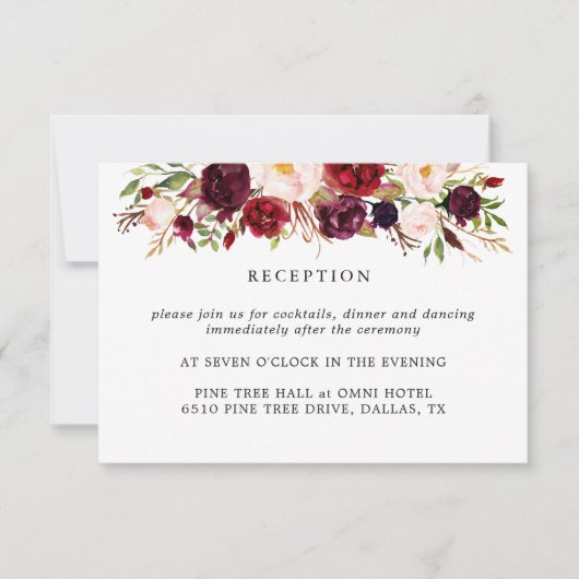 マルサラブルゴーニュ花ウェディングレセプションカード 出欠カード (正面)