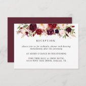 マルサラブルゴーニュ花ウェディングレセプションカード 出欠カード (正面/裏面)