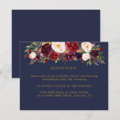マルサラブルゴーニュ花ウェディングレセプションカード 出欠カード (正面/裏面)