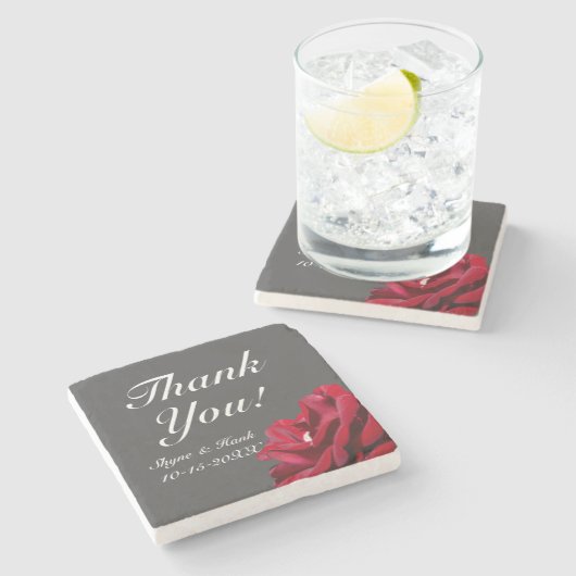 マルサラブルゴーニュ赤フローラ結婚の感謝 ストーンコースター (横)