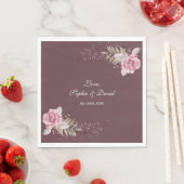 マルサラマルーンフローラウォーター結婚カラー スタンダードランチョンナプキン (インサイチュ)