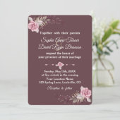 マルサラマルーンフローラ水彩結婚式の招待 招待状 (スタンド正面)