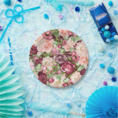 マルサラマルーンブルゴーニュ素朴フローラ花 ペーパープレート (パーティー)