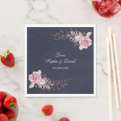 マルサラマルーン海軍フローラ水彩色結婚の スタンダードランチョンナプキン (インサイチュ)