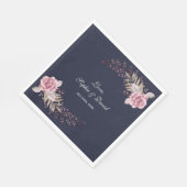 マルサラマルーン海軍フローラ水彩色結婚の スタンダードランチョンナプキン (角)