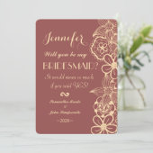 マルサラレッドとクリーム状の黄色の花柄 招待状 (スタンド正面)