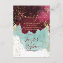 マルサラレッドティール（緑がかった色）水カラー金ゴールドスプラッシュありがとう