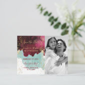 マルサラレッドティール（緑がかった色）水カラー金ゴールドスプラッシュ救日付 案内ポストカード (スタンド正面)