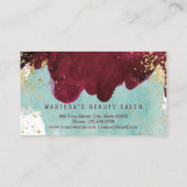 マルサラレッドティール（緑がかった色）水彩金ゴールド名刺 名刺 (裏面)
