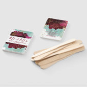 マルサラレッドティール(緑がかった色)水彩金ゴールド結婚式 プログラム ハンドファン (組立なし)