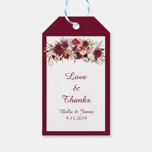 マルサラレッドフローラ結婚式の引き出物ギフトラベル ギフトタグ (正面)