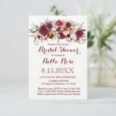 マルサラレッドブルゴーニュフローラブライダルシャワー招待状 招待状 (スタンド正面)
