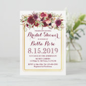 マルサラレッドブルゴーニュ金ゴールドブライダルシャワー招待状 招待状 (スタンド正面)