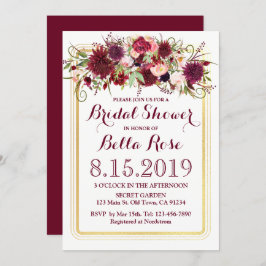 マルサラレッドブルゴーニュ金ゴールドブライダルシャワー招待状 招待状